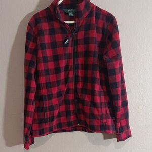 Woolrich Women's Red and Black Buffalo Plaid Zip Fleece